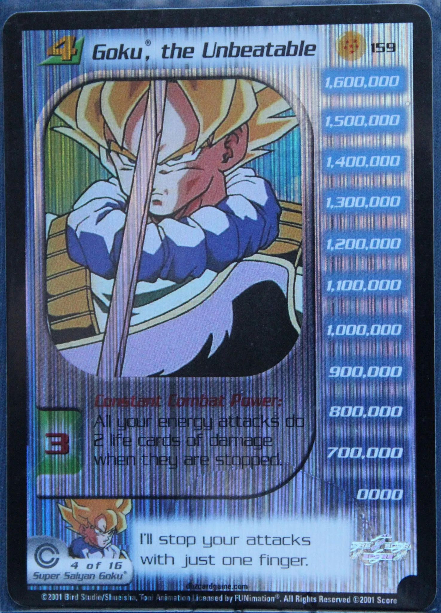 159 Goku, the Unbeatable Lv4 Misprinted Foiling