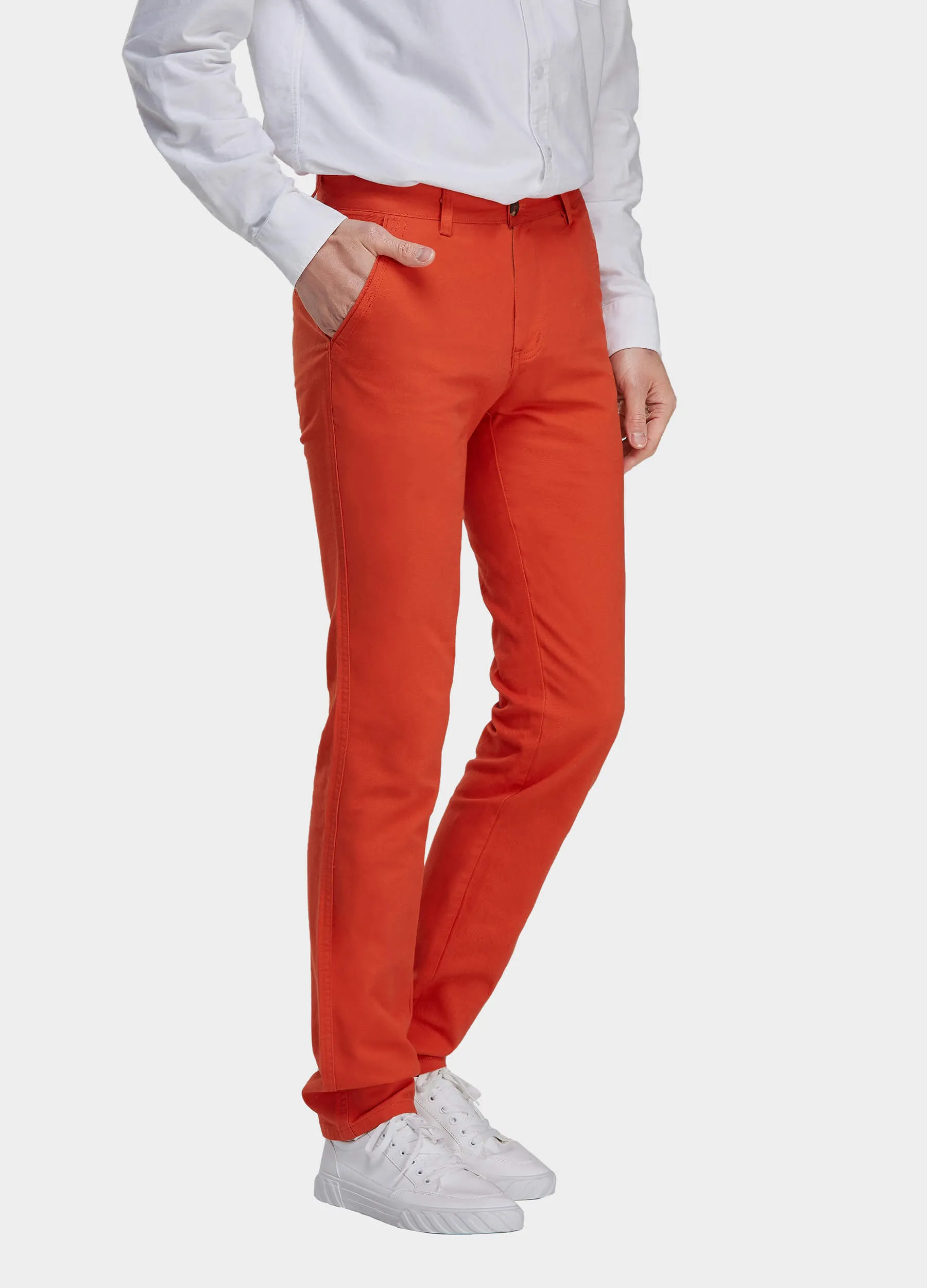 1PA1 Men's 100% Cotton Chino Straight Leg Zip Fly Slant Pocket Casual Trousers