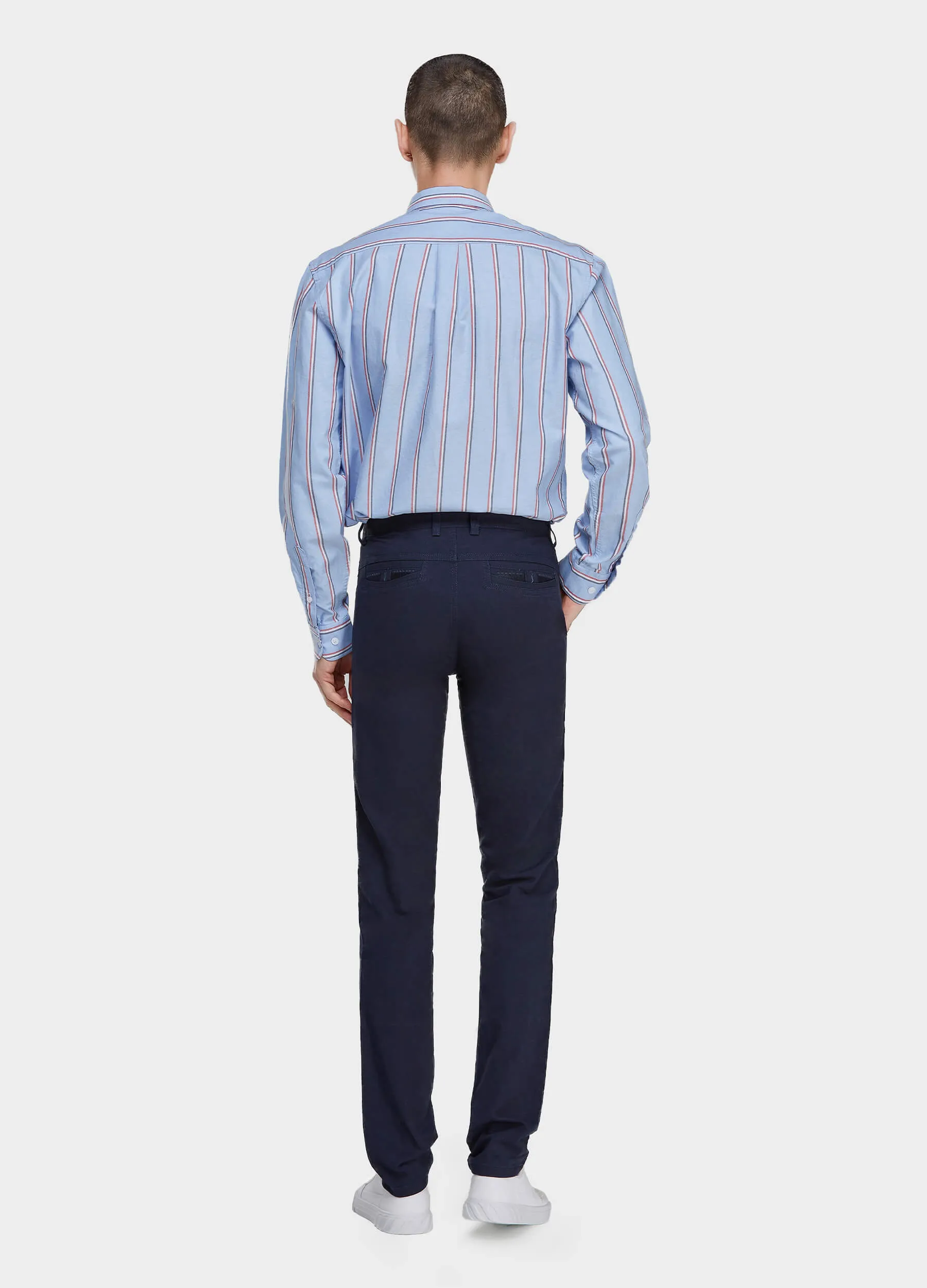 1PA1 Men's 100% Cotton Chino Straight Leg Zip Fly Slant Pocket Casual Trousers