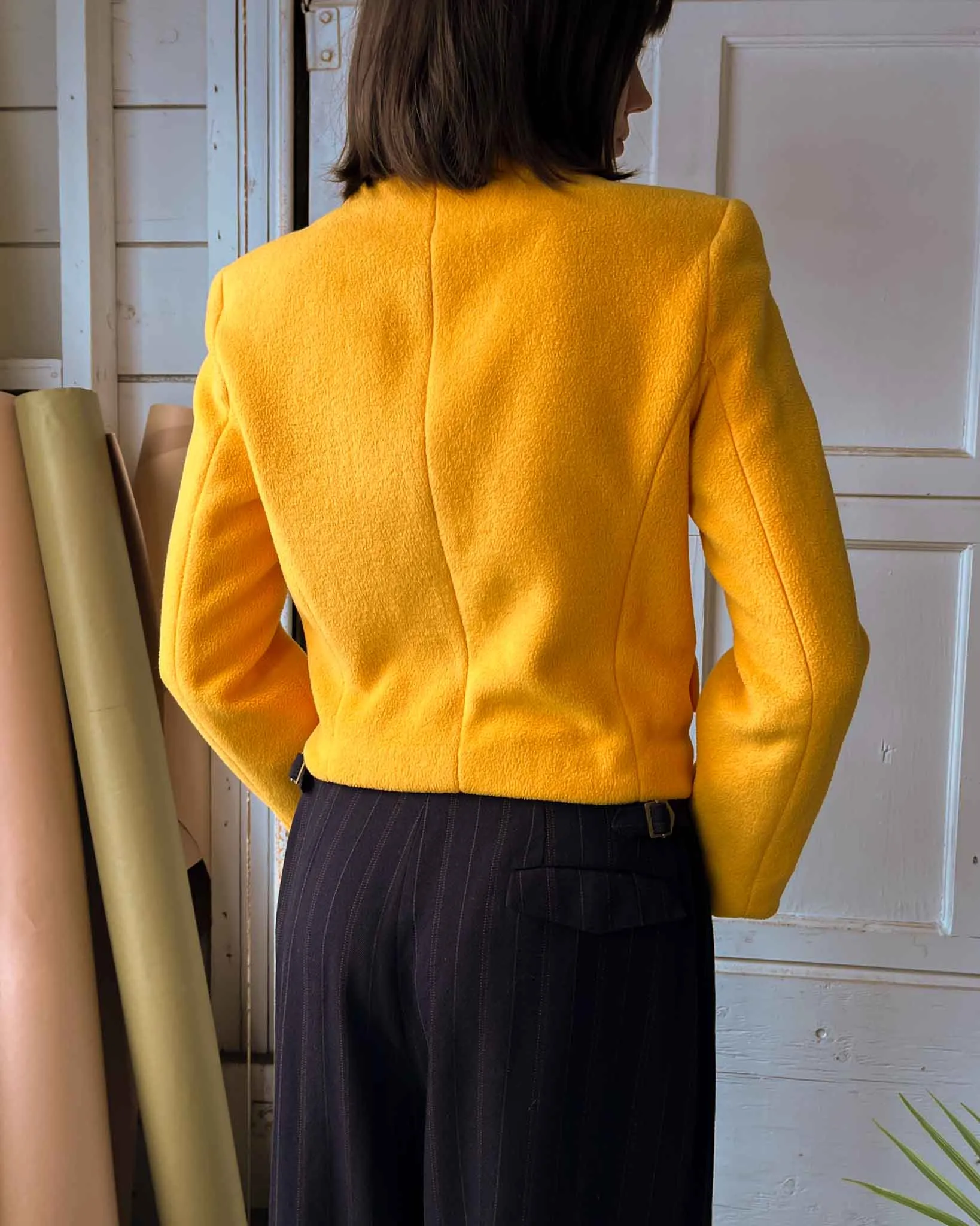 90s Marigold Fuzzy Fleece Jacket | XS-S
