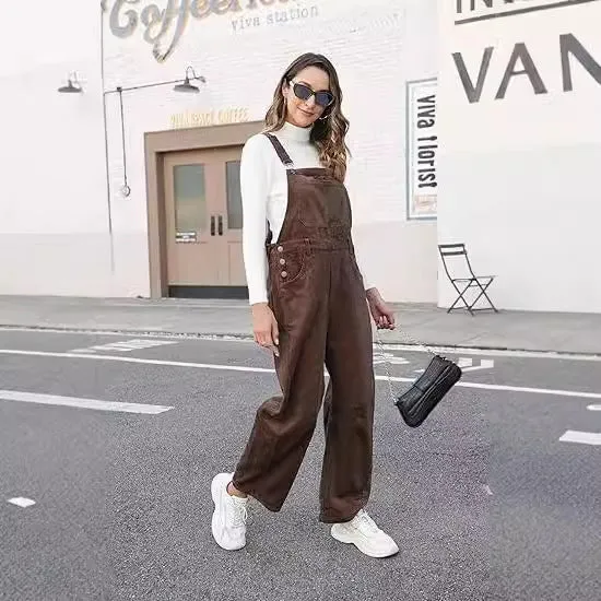 Amozae business casual outfits Autumn and Winter New Corduroy Overalls Women's Fashion Loose Jumpsuit Women