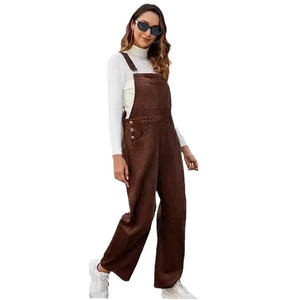 Amozae business casual outfits Autumn and Winter New Corduroy Overalls Women's Fashion Loose Jumpsuit Women