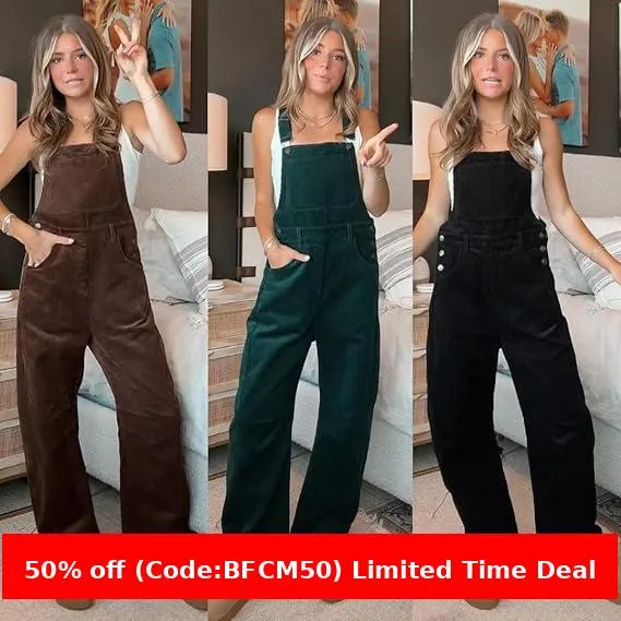 Amozae business casual outfits Autumn and Winter New Corduroy Overalls Women's Fashion Loose Jumpsuit Women