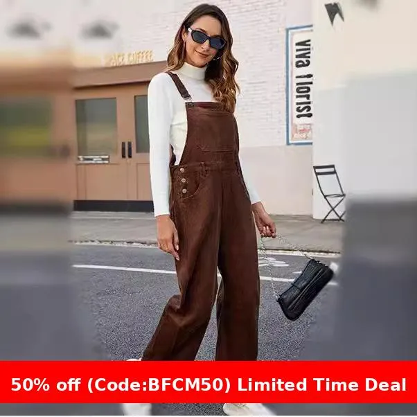 Amozae business casual outfits Autumn and Winter New Corduroy Overalls Women's Fashion Loose Jumpsuit Women