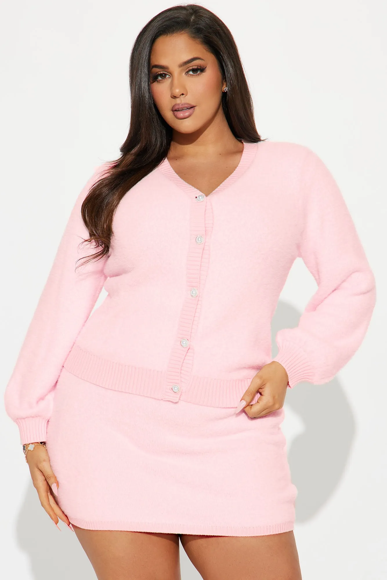 Ava Sweater Mini Skirt Set - Pink