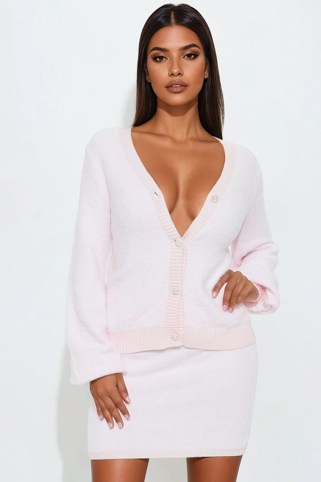 Ava Sweater Mini Skirt Set - Pink
