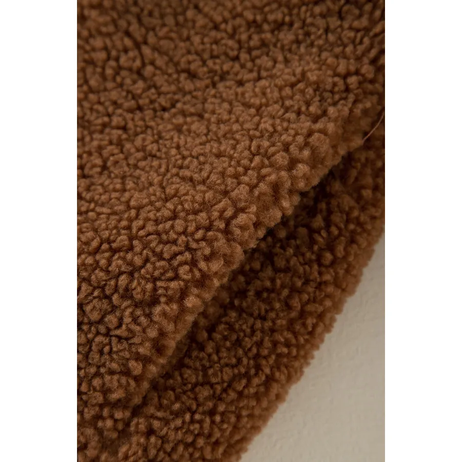 Baseball Collar Long Sleeve Sherpa Jacket