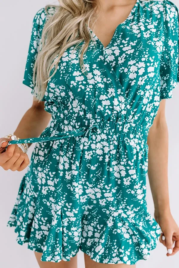 Cocktails And Cabanas Romper In Jade