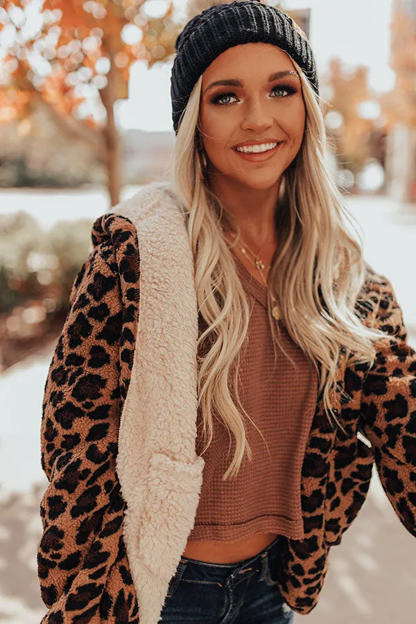 Cocoa Smiles Reversible Leopard Sherpa Jacket