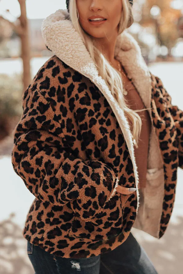 Cocoa Smiles Reversible Leopard Sherpa Jacket