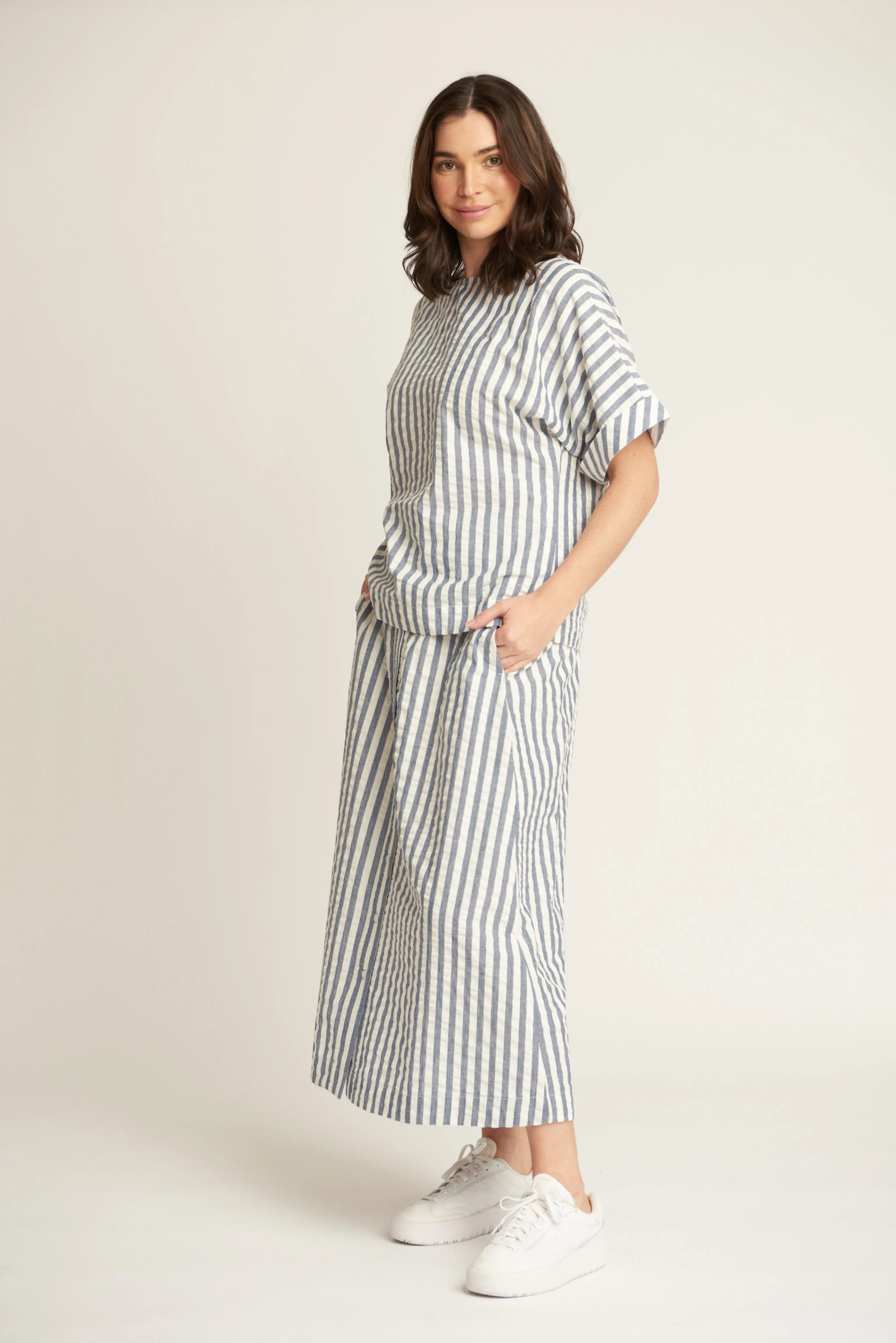 Cotton Seersucker Boxy Top