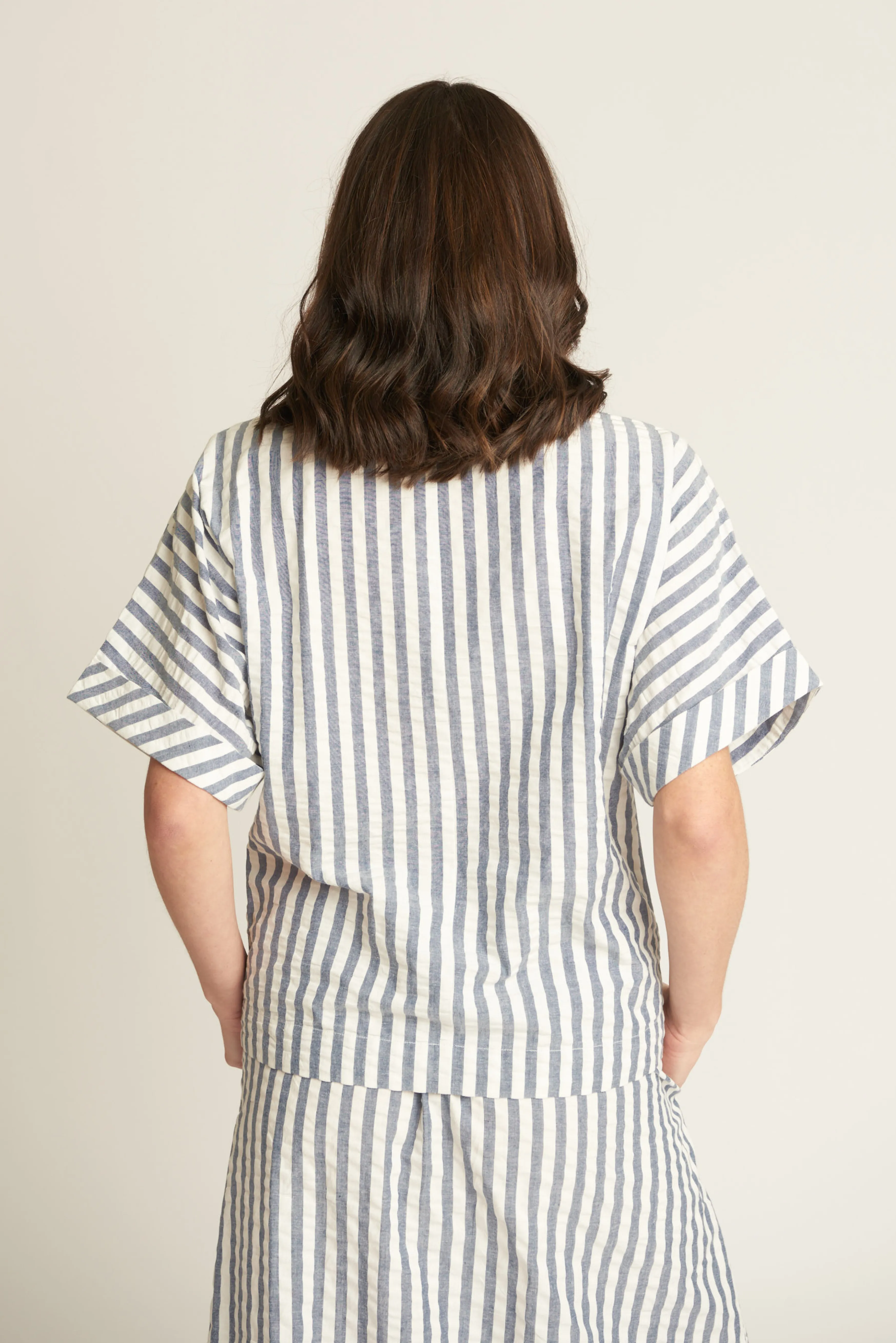 Cotton Seersucker Boxy Top