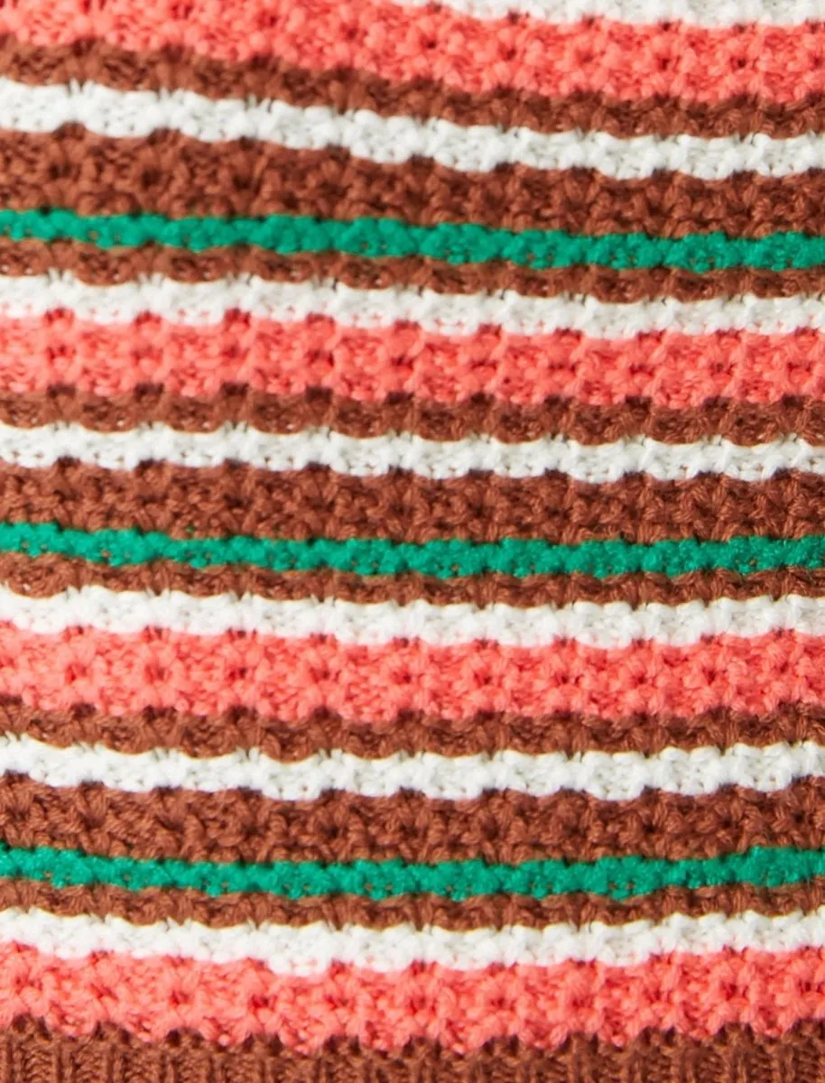 Crochet Halter Sweater Tank in Brown Stripe