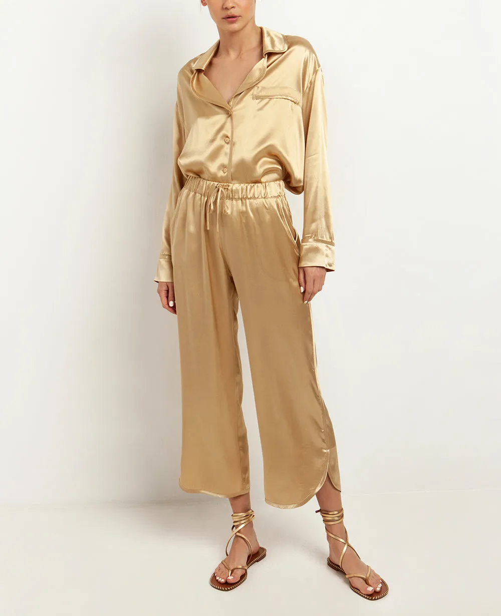 CROPPED VISCOSE PANTS "SILKY"
