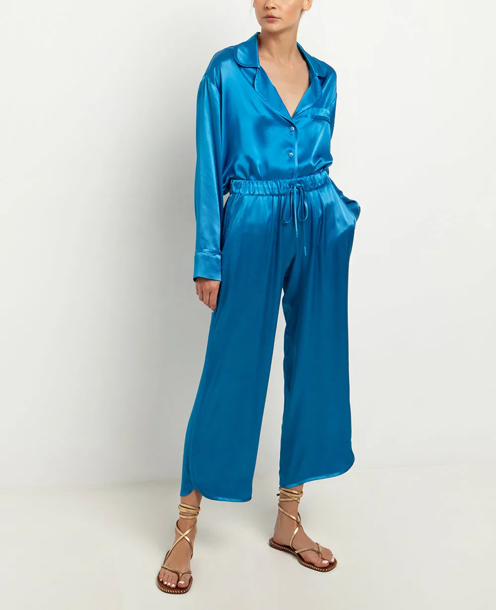 CROPPED VISCOSE PANTS "SILKY"