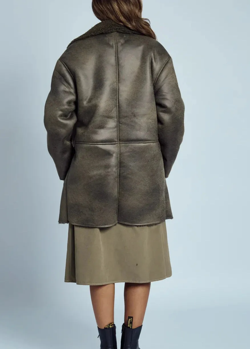 Danica Sherpa Jacket in Khaki