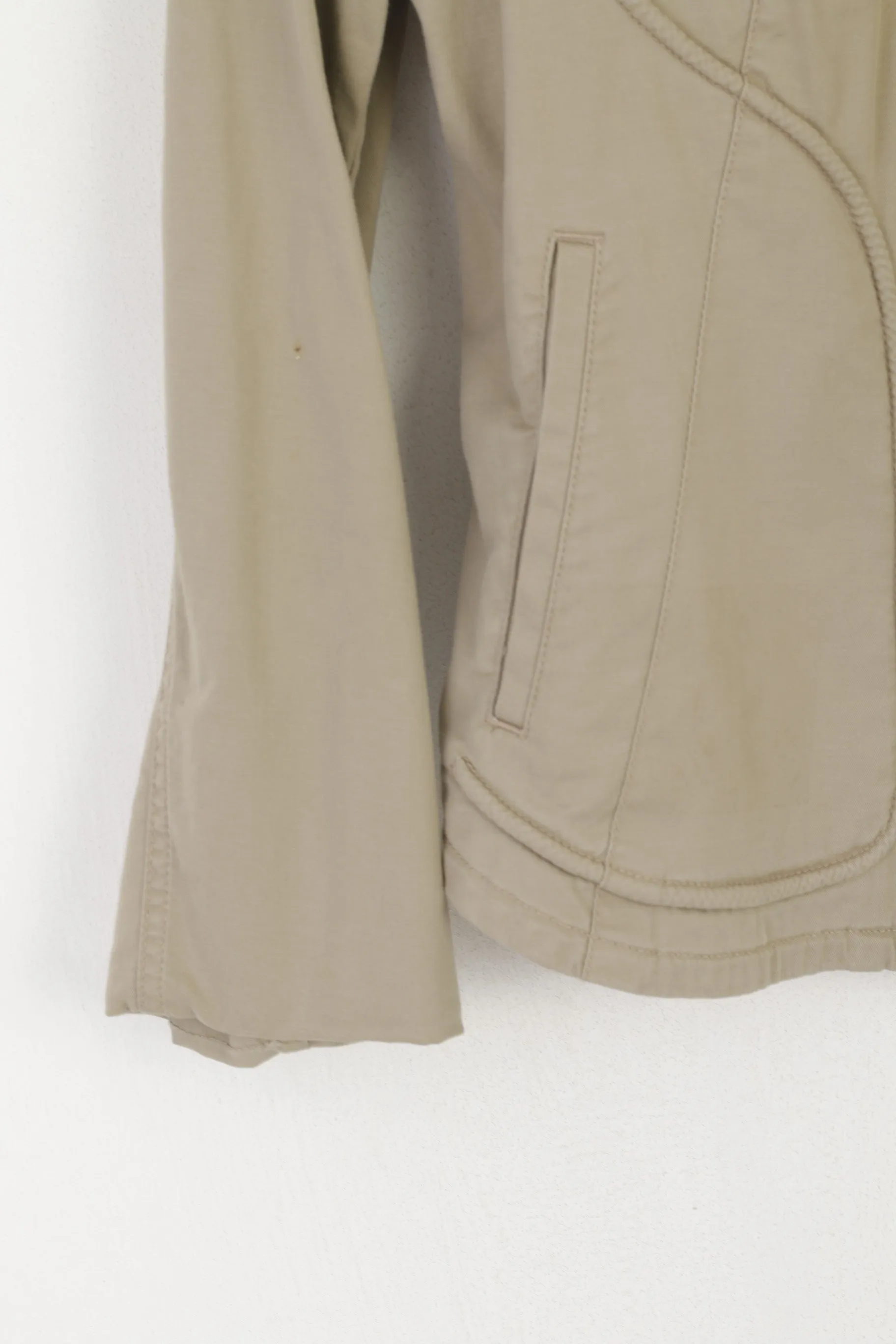 DKNY Women 8 S Jacket Khaki Cotton Cropped Zip Up Lightweight Casual Top