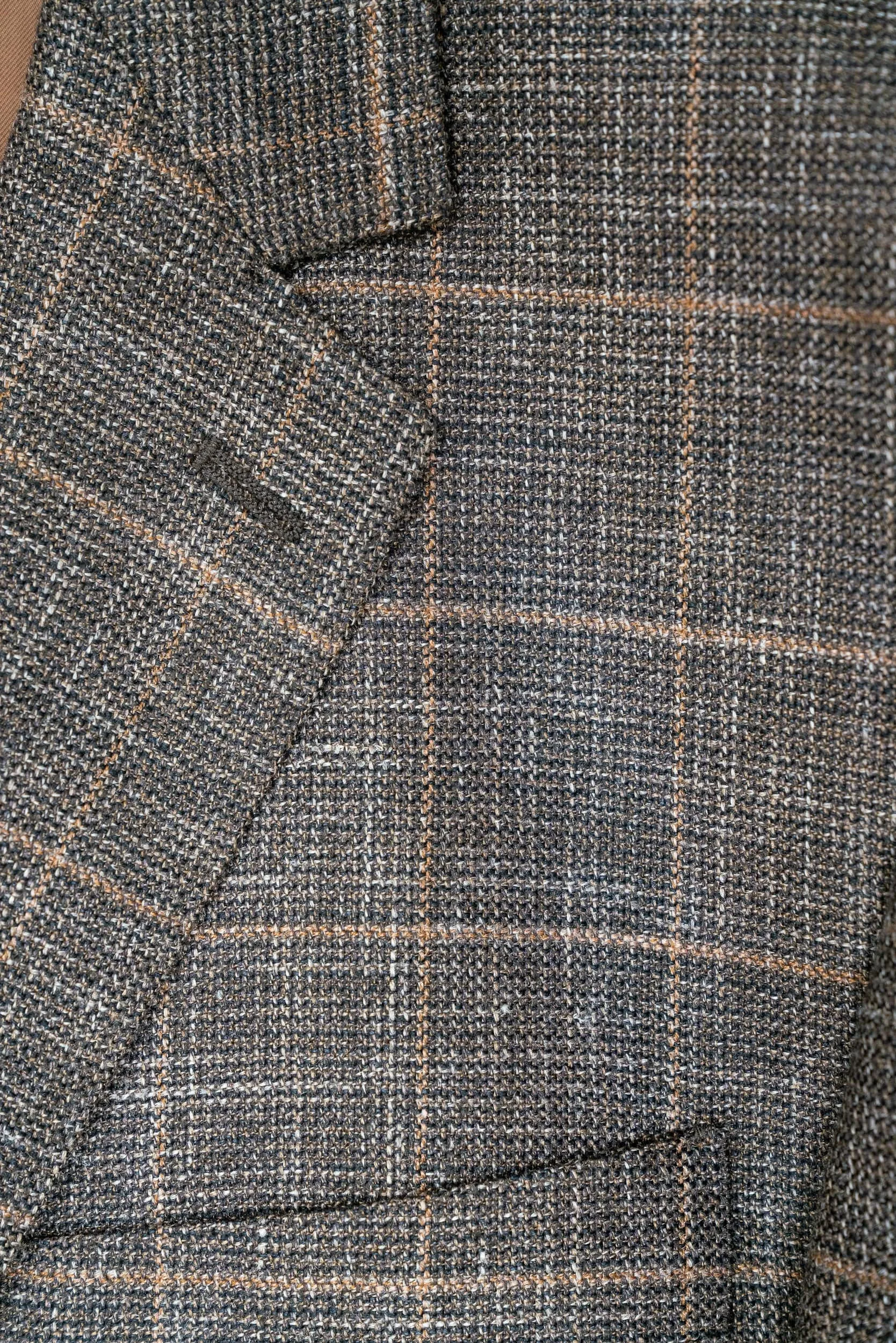E. Thomas Brown Windowpane Wool Silk & Linen Sport Coat