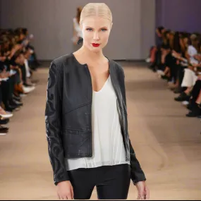 Embroidered Leather Biker Jacket