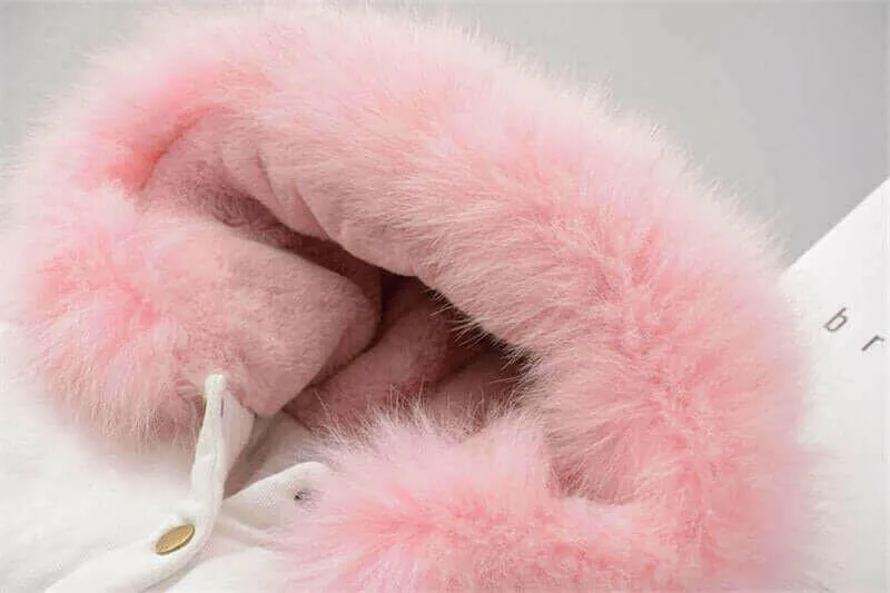 Fleece Toddler Girl Jacket Denim Warm Fur Hoodie Kids Winter