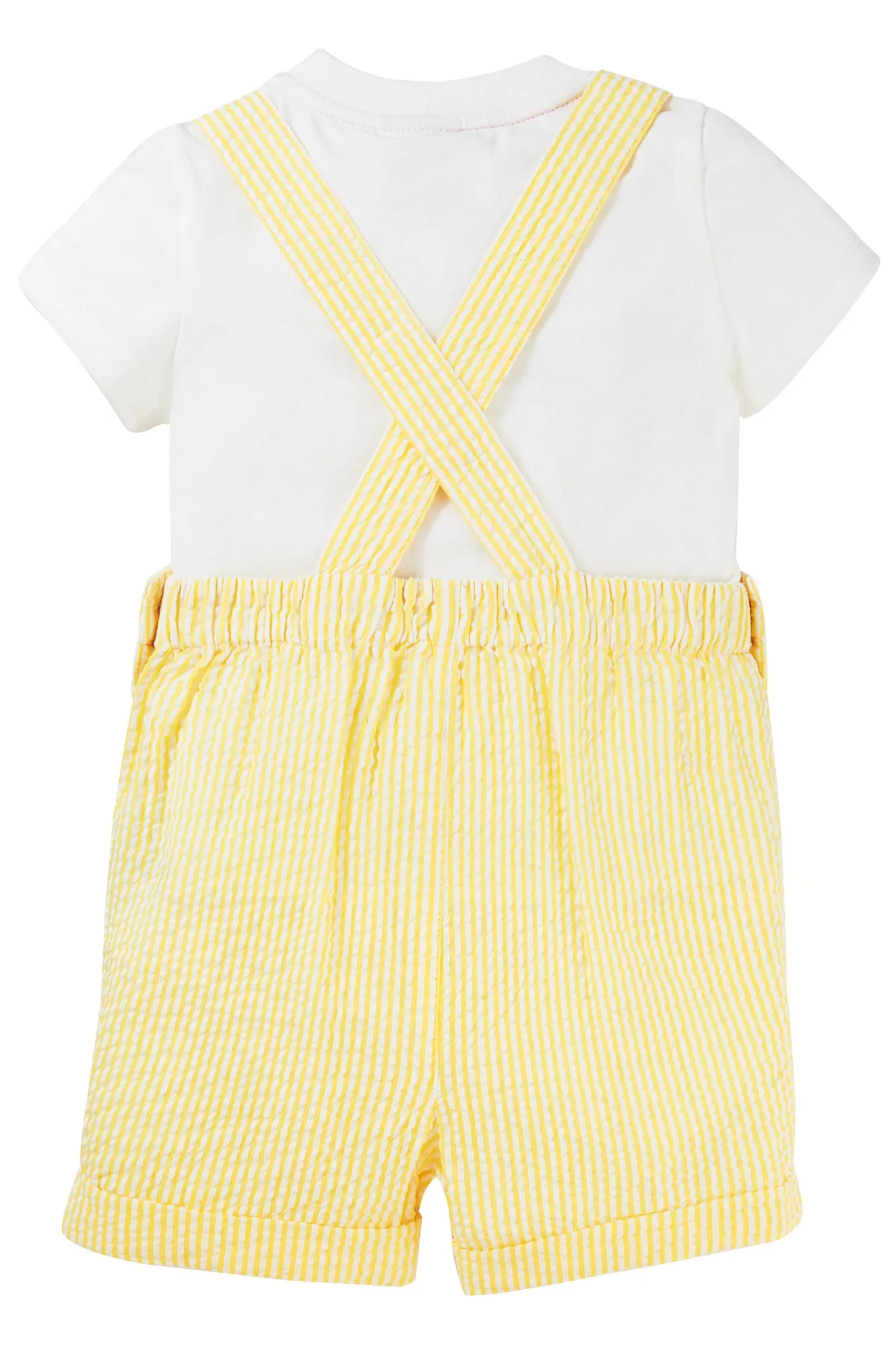 Frugi Godrevy Dungaree Outfit Dandelion Seersucker Duck