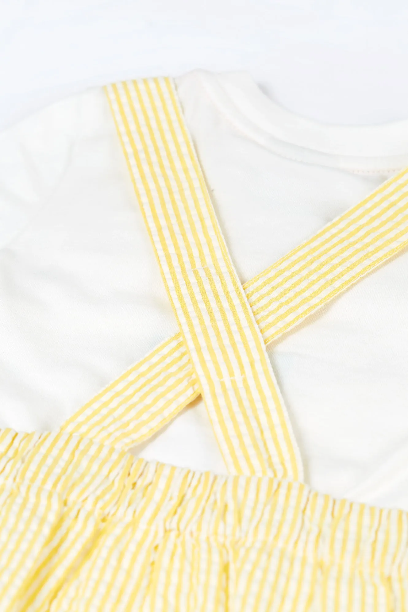 Frugi Godrevy Dungaree Outfit Dandelion Seersucker Duck
