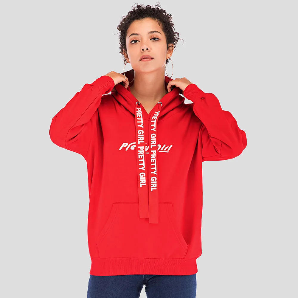 Hooded Collar Printed Plus Velvet Casual Sweater Women Wholesale