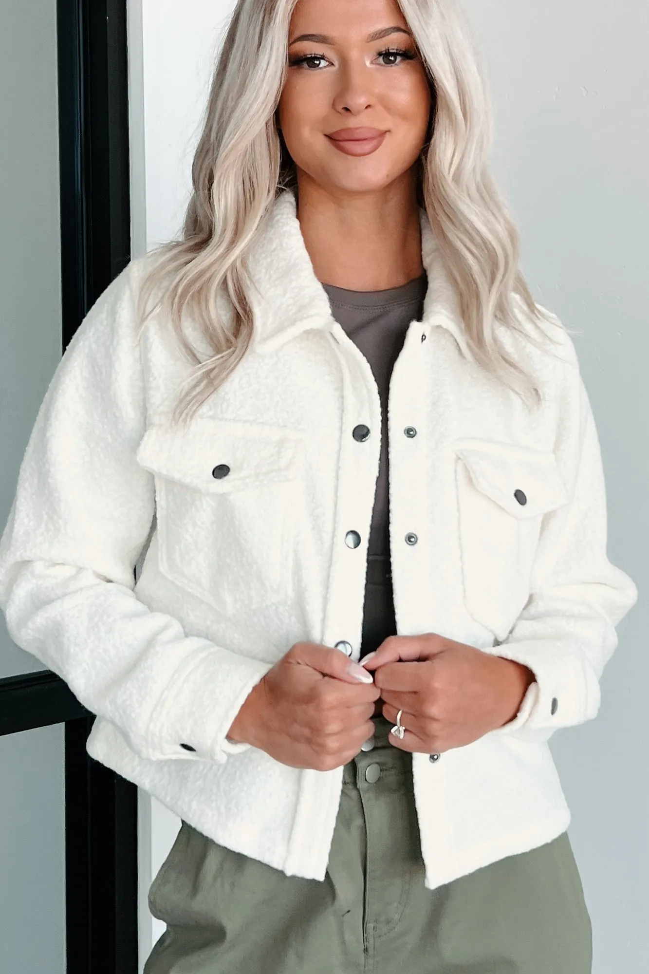 I've Got Big Plans Snap-Button Jacket (Ivory)