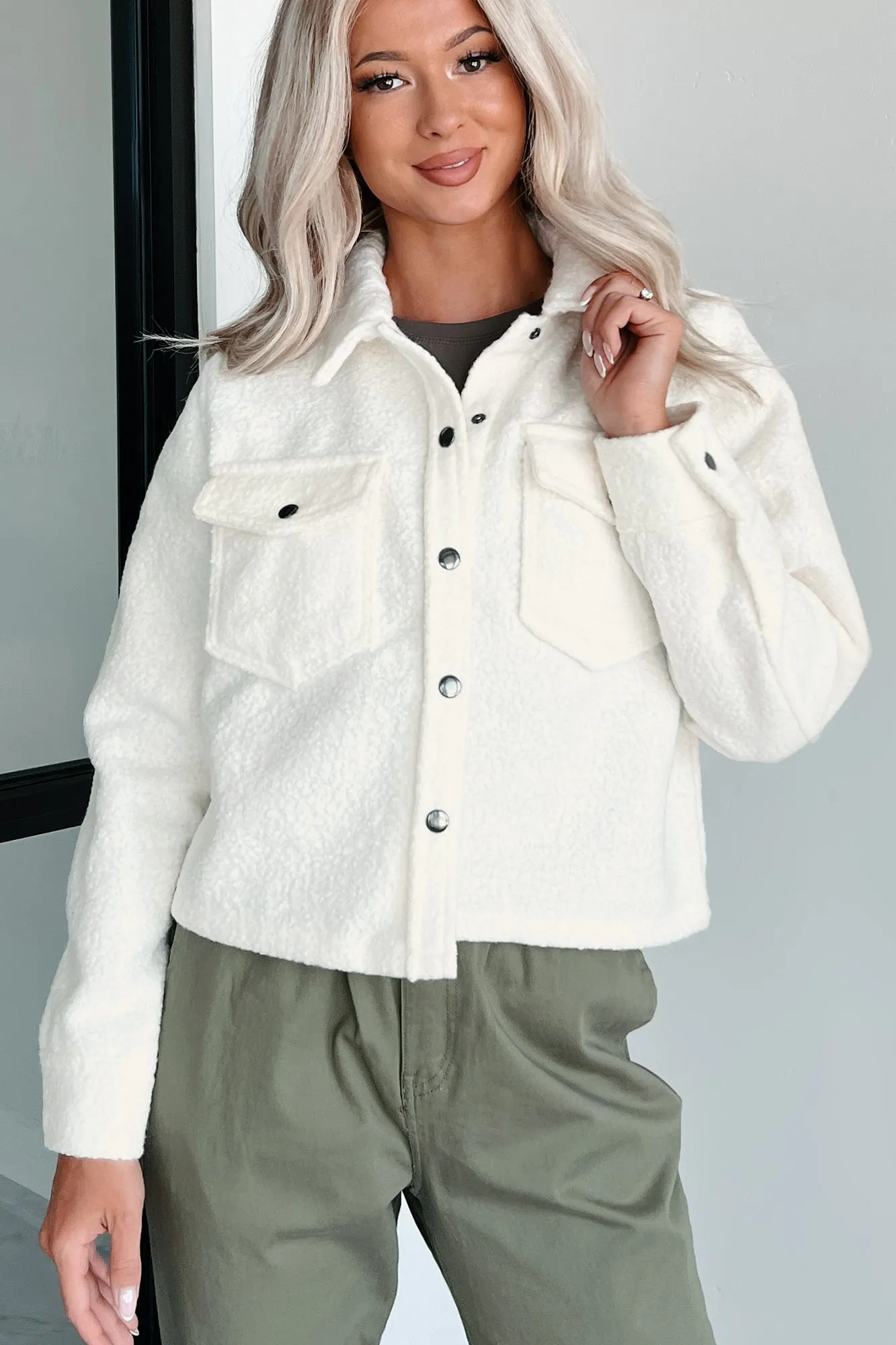 I've Got Big Plans Snap-Button Jacket (Ivory)