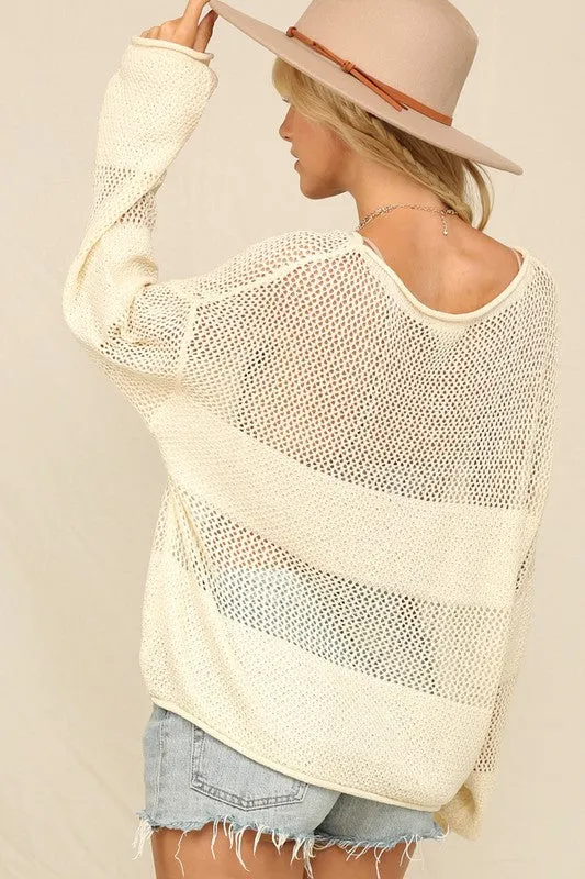 Ivory A Lightweight Ease To A Mixed Stitch Sweater