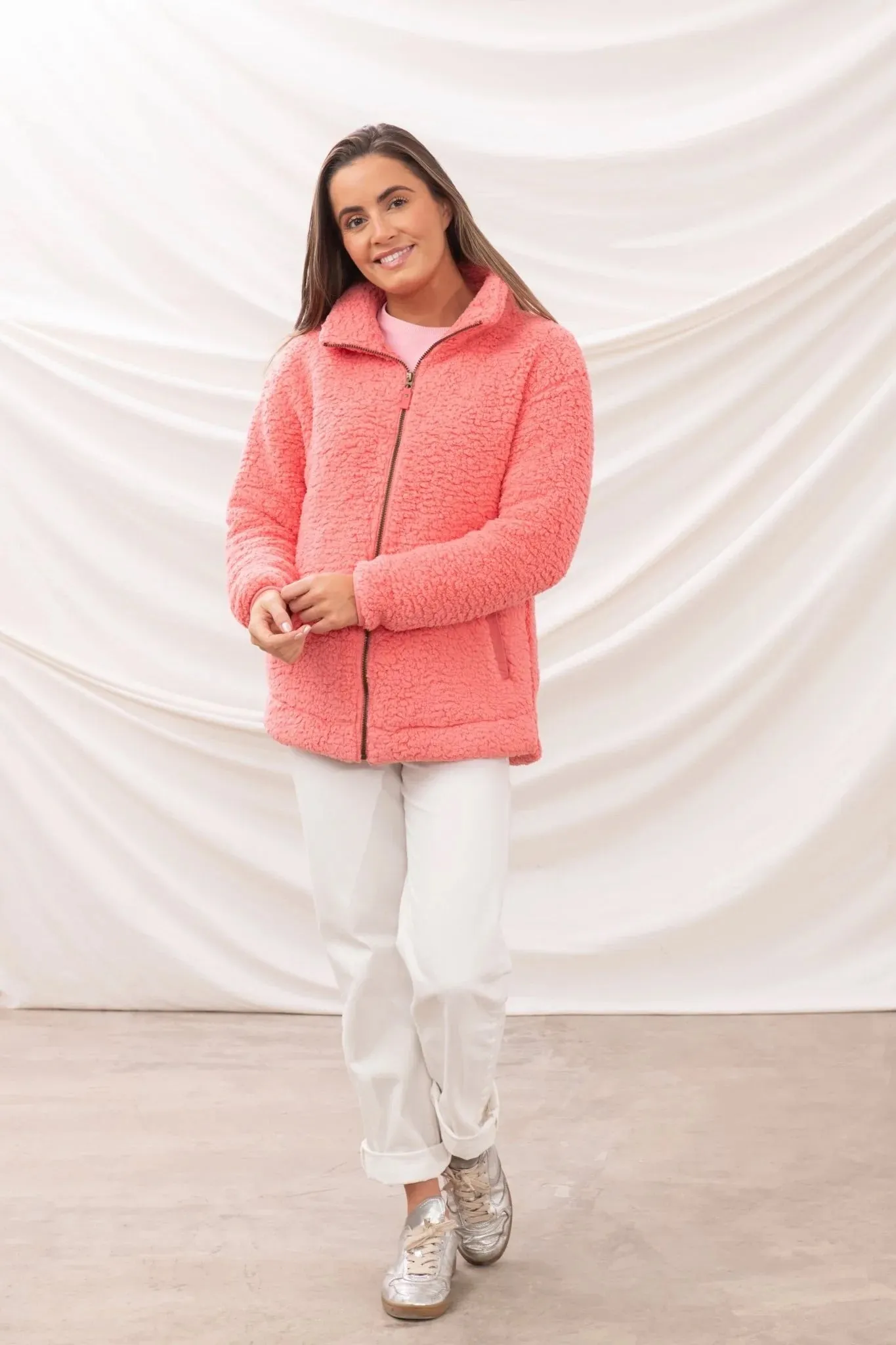 Lighthouse Ladies 'Seashell' Sherpa Fleece - Sugar Coral
