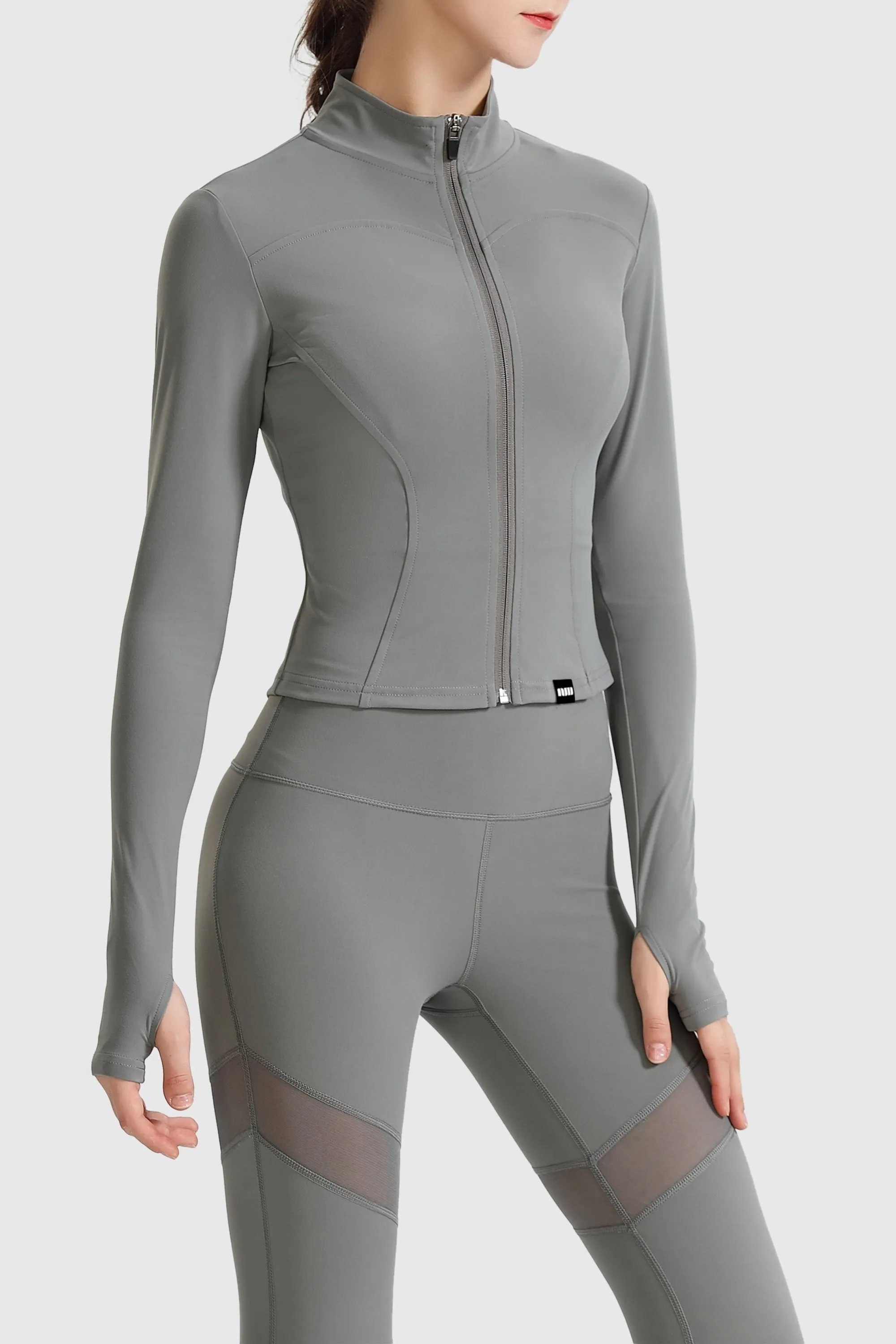 Lightweight Zip-Up Cropped Sweat Jacket