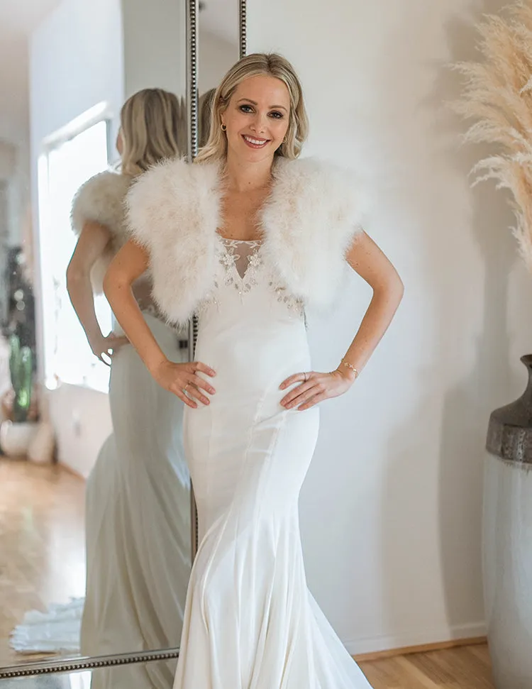 Lilly - Feather Bolero in Cream