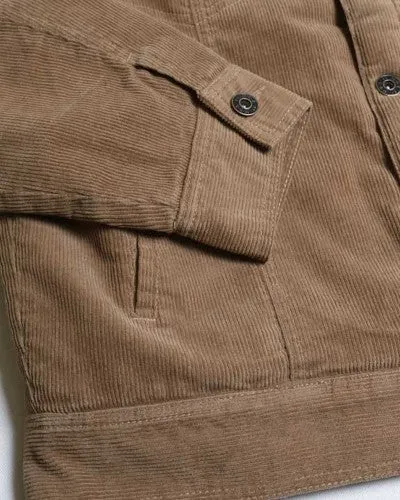Men's Casual Brown Corduroy Lined Jacket