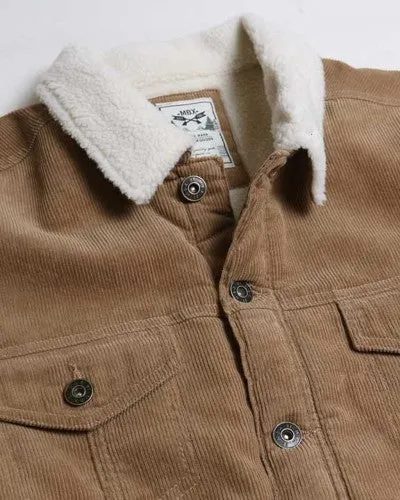 Men's Casual Brown Corduroy Lined Jacket