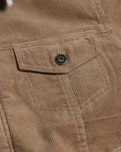 Men's Casual Brown Corduroy Lined Jacket