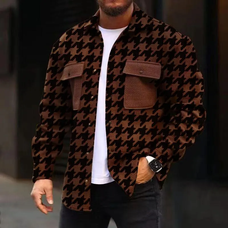 Men's Corduroy Print Long Sleeve Jacket 96800668L