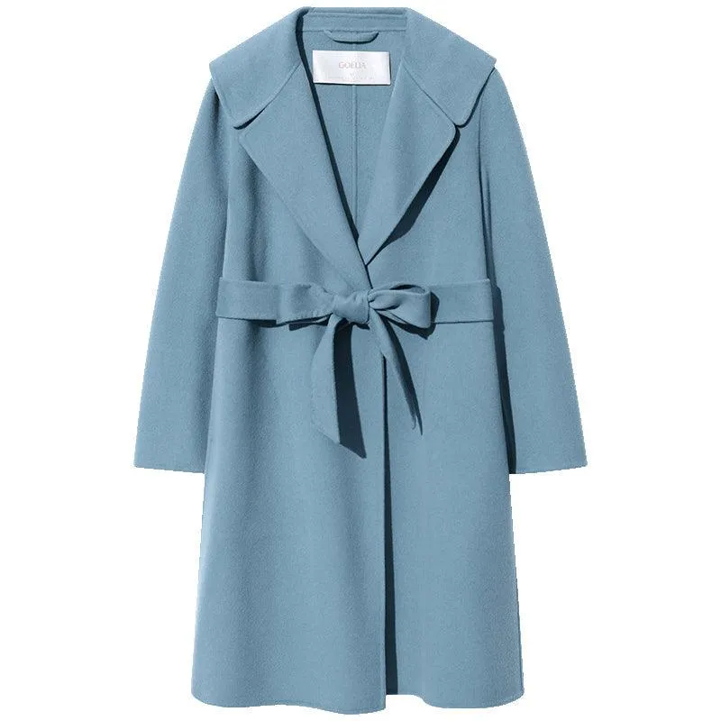 Mid-Length Full Wool Double Woolen Coat