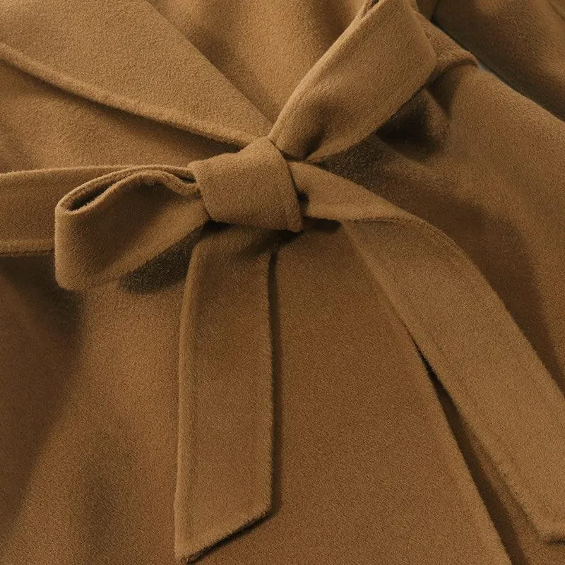 Mid-Length Full Wool Double Woolen Coat
