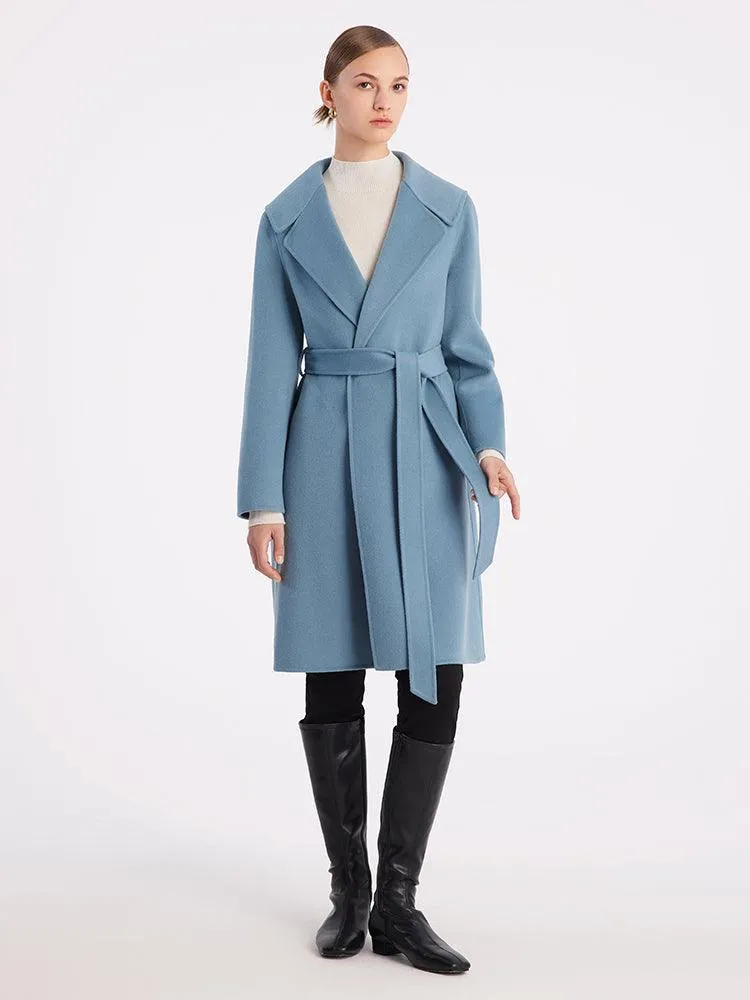 Mid-Length Full Wool Double Woolen Coat