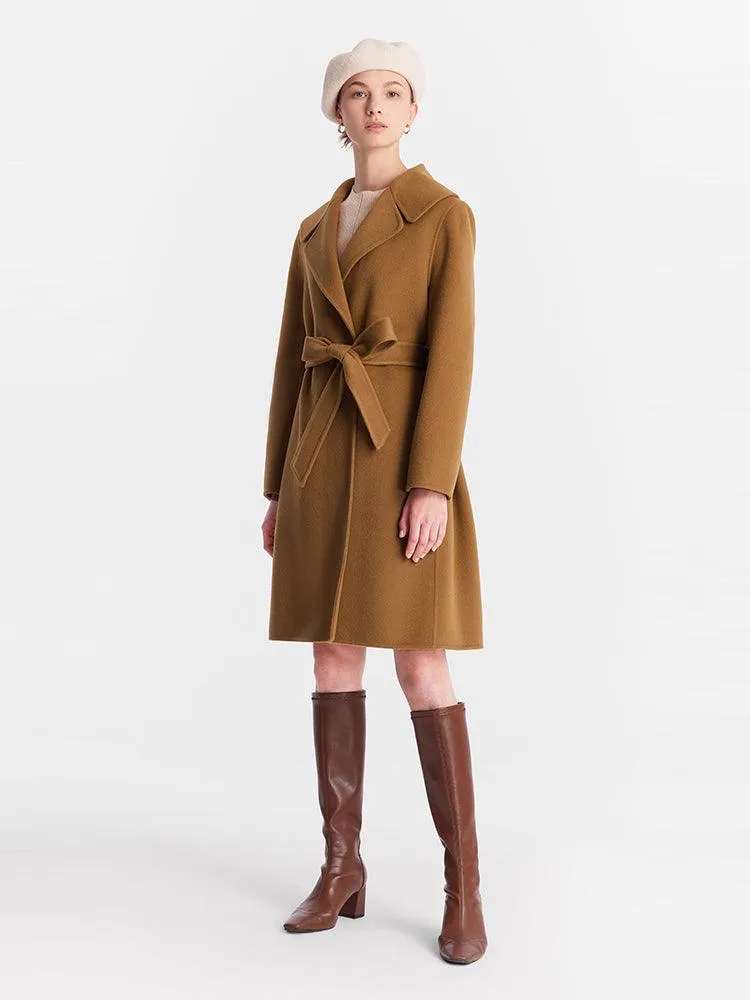 Mid-Length Full Wool Double Woolen Coat
