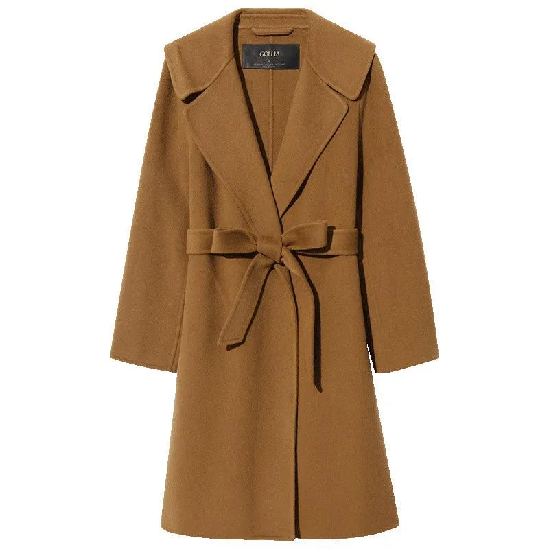 Mid-Length Full Wool Double Woolen Coat