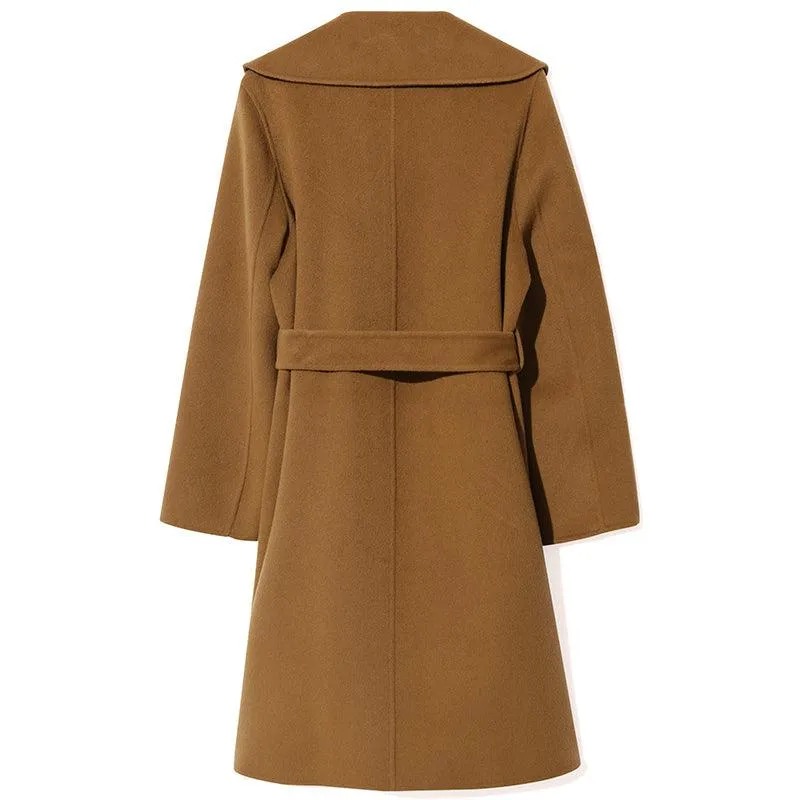 Mid-Length Full Wool Double Woolen Coat