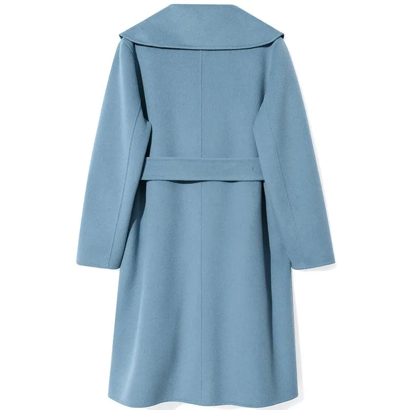 Mid-Length Full Wool Double Woolen Coat