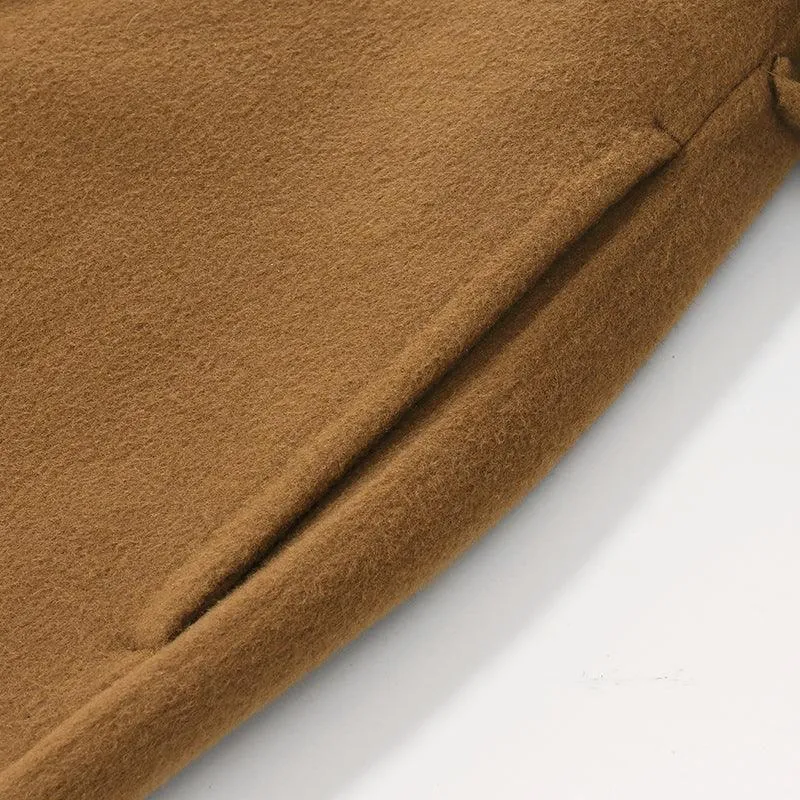 Mid-Length Full Wool Double Woolen Coat