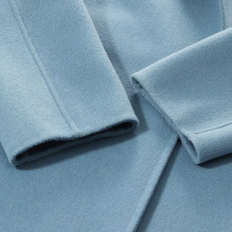 Mid-Length Full Wool Double Woolen Coat