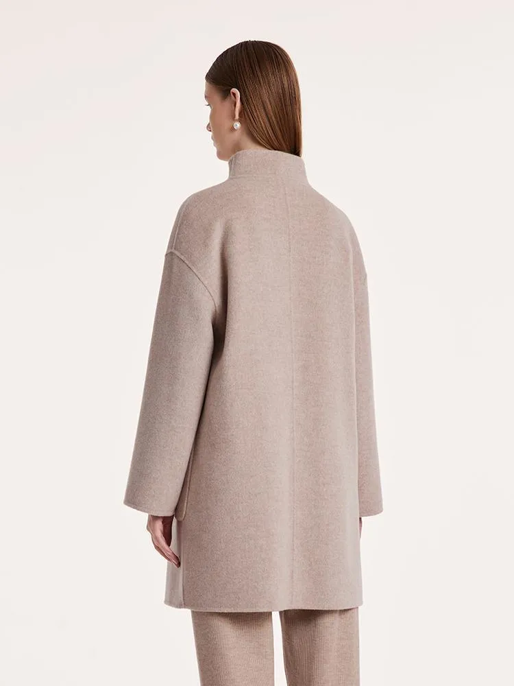 Mid-Length Wool And Cashmere Coat With Belt