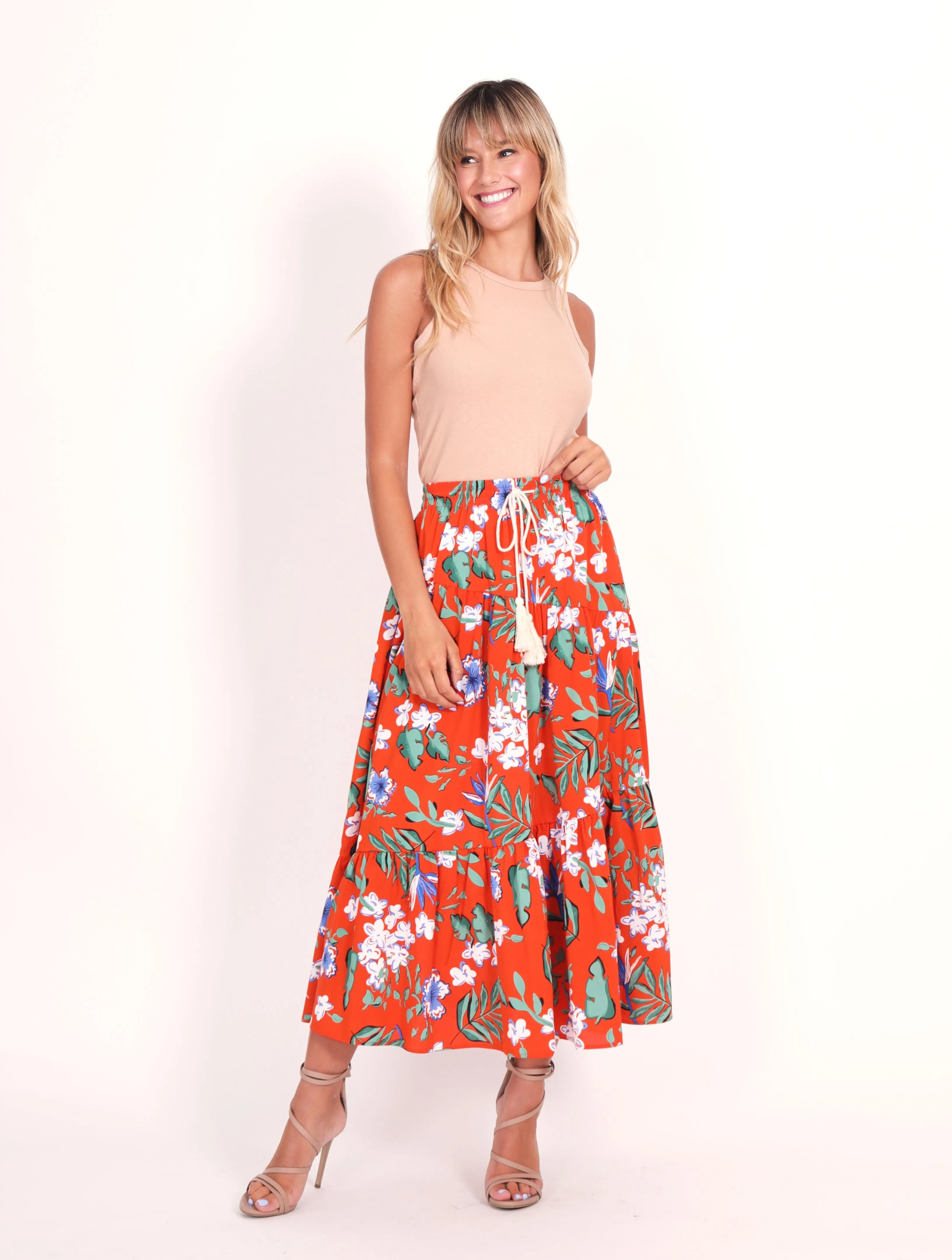 Monica Skirt - Orange Floral