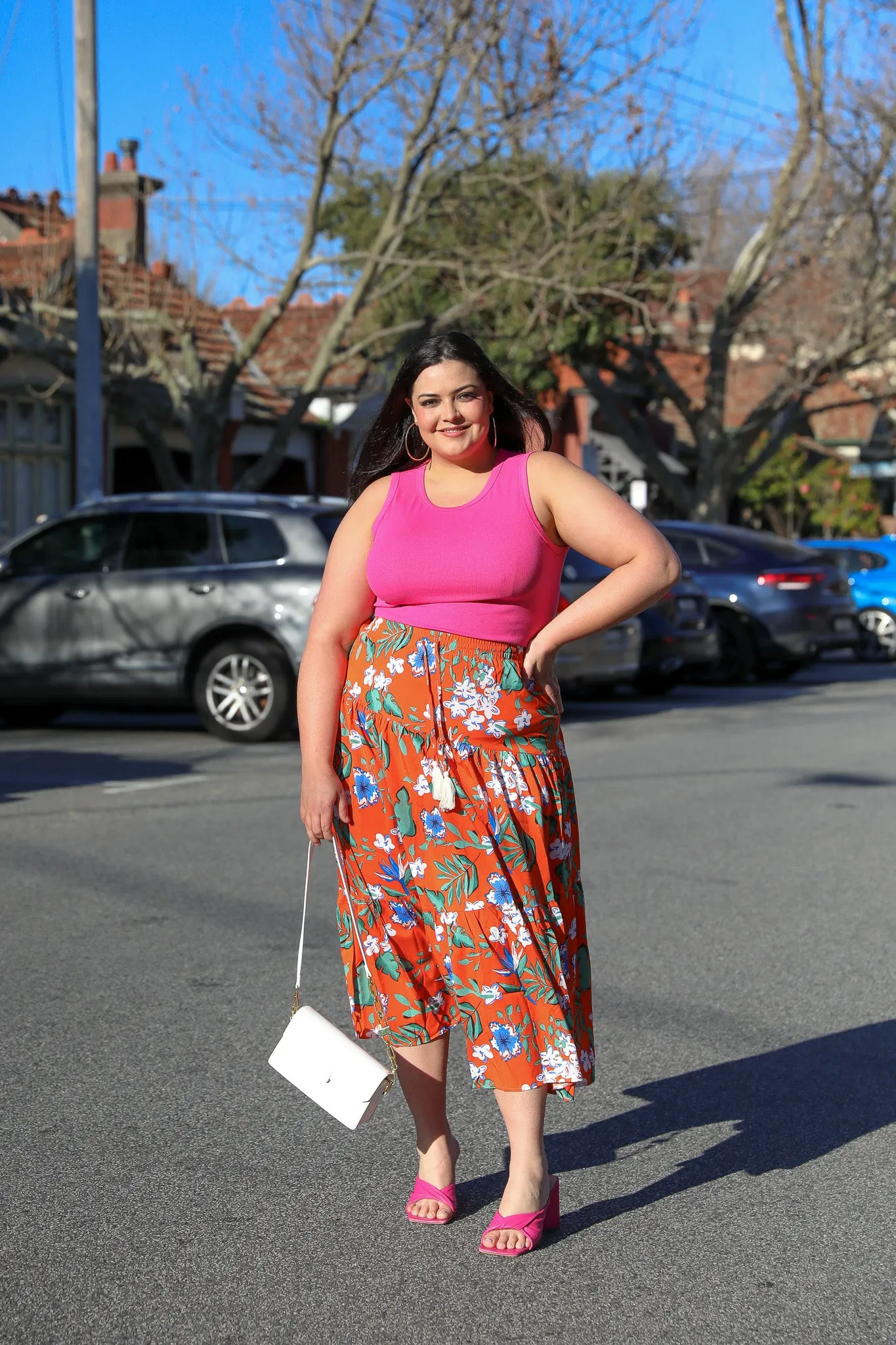 Monica Skirt - Orange Floral