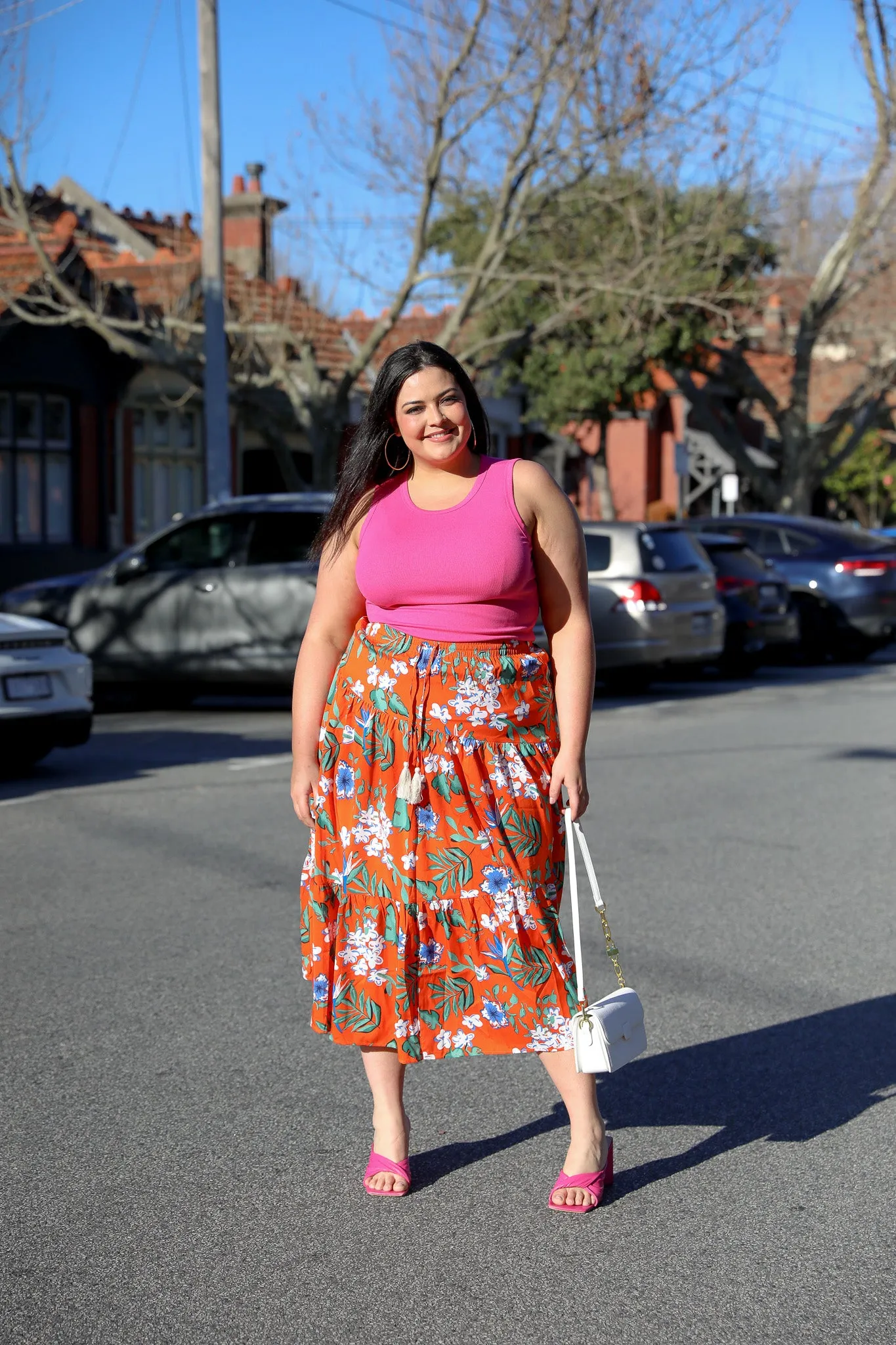 Monica Skirt - Orange Floral